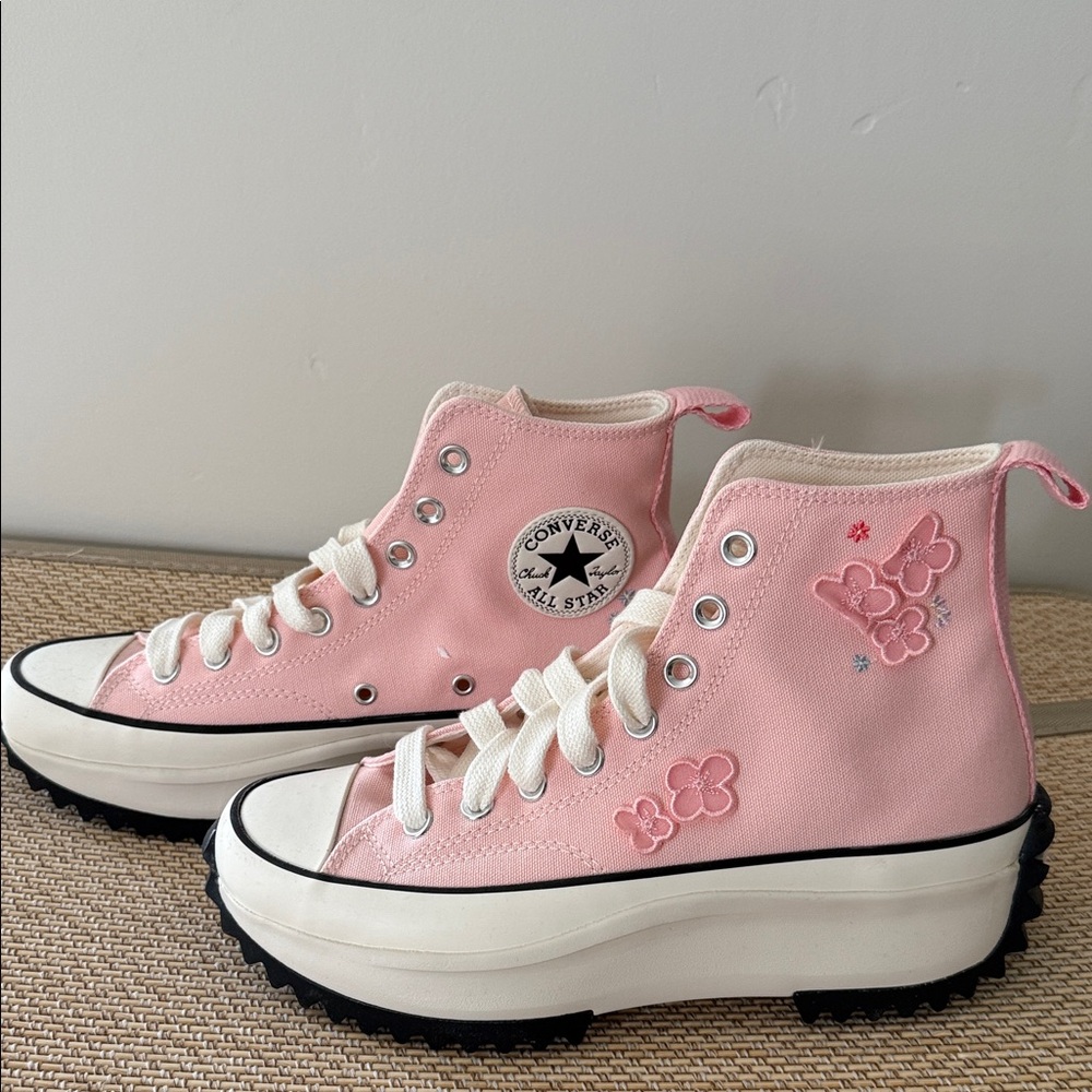 Converse Pink Floral High-Top Sneakers- Women’s